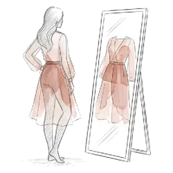 Virtual try-on — silhouette in front of mirror