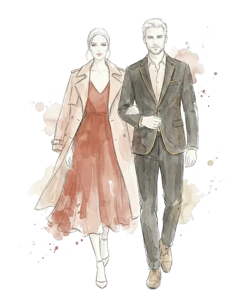 Stylish female silhouette — watercolor illustration