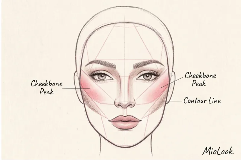 Куда наносить румяна: схемы для каждой формы лица - 3