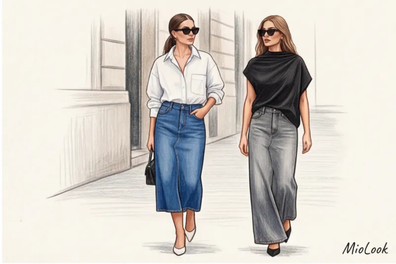 С чем носить джинсовую юбку миди и макси: топ-10 современных образов - 3