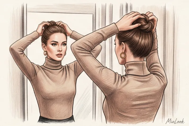 Идеальная прическа под водолазку и одежду с закрытым горлом - 5