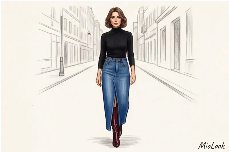 С чем носить джинсовую юбку миди и макси: топ-10 современных образов - 9