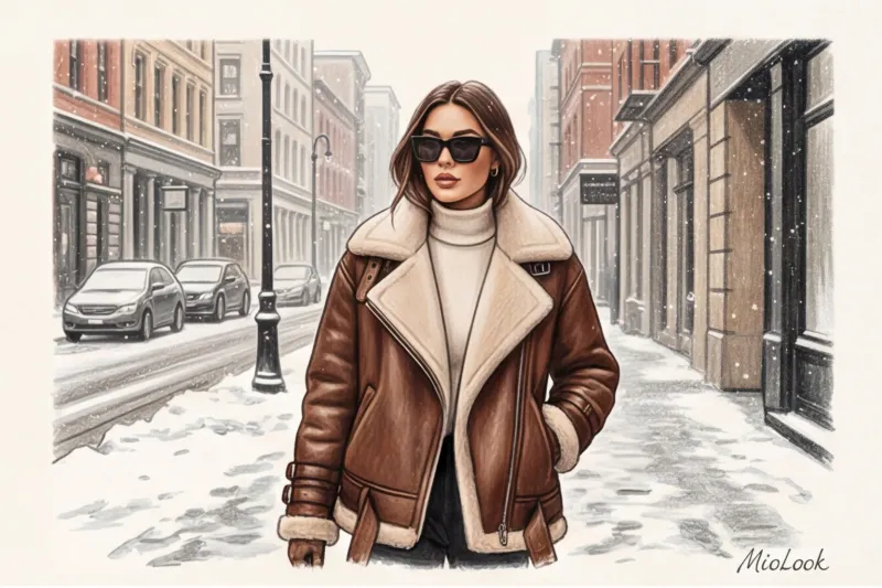 What to wear with a women's aviator sheepskin coat: stylist tips