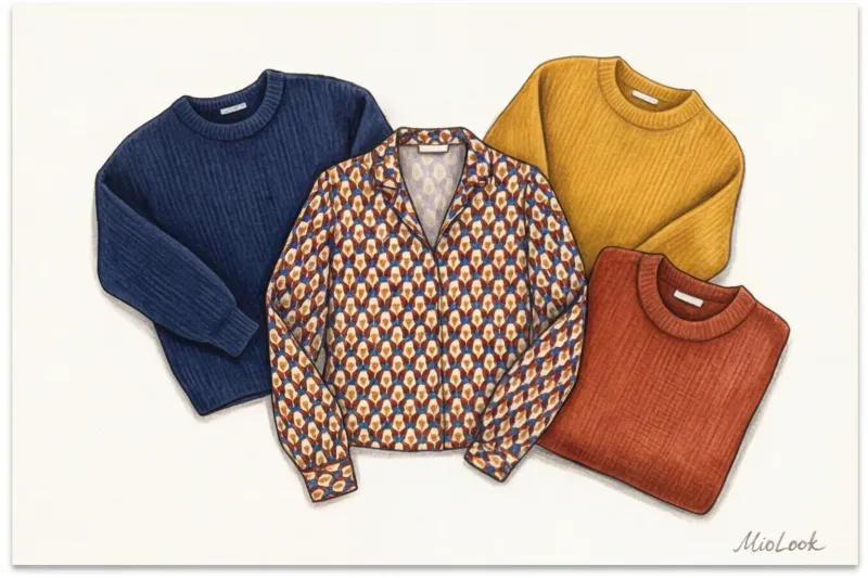 Как сочетать одежду с принтом и однотонные вещи - 8