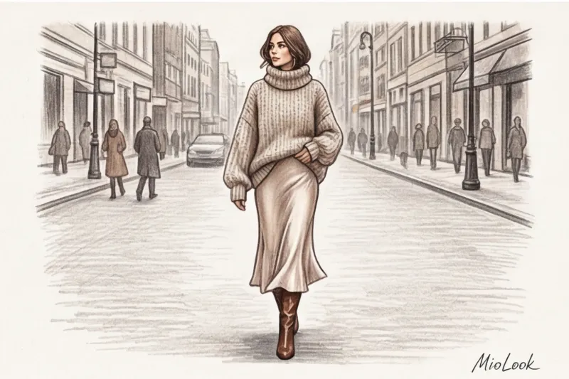 Игра на контрастах: как стильно сочетать нежный шелк с объемным трикотажем - 8