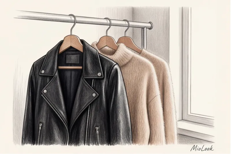 Leather and knitwear combinations: basic wardrobe rules