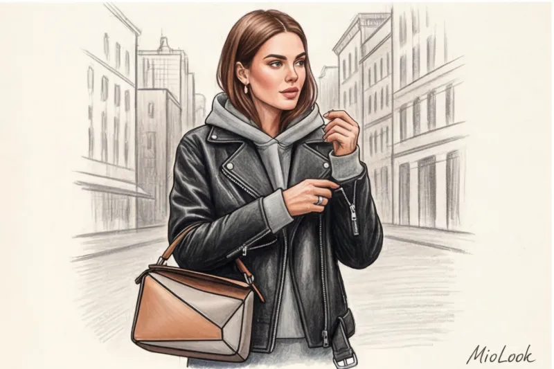 Худи с кожаной курткой: дерзкие повседневные образы - 7