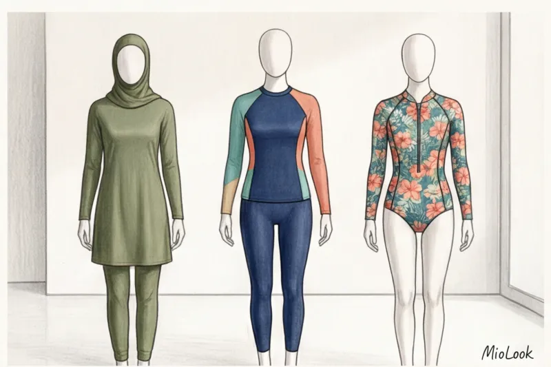 Скромная пляжная мода: стильные буркини и закрытые купальники - 2