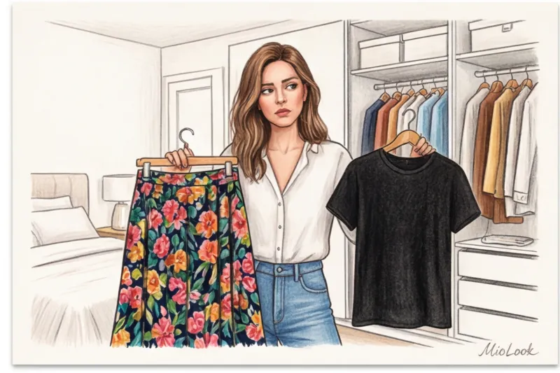 Как сочетать одежду с принтом и однотонные вещи - 7