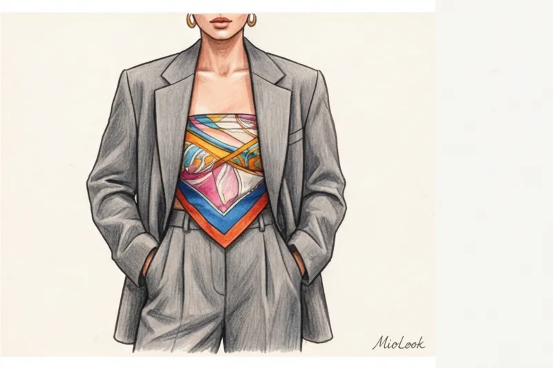 5 способов стильно носить шелковый платок в повседневных образах - 6