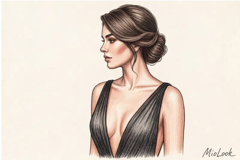 Какая прическа подойдет под V-образный вырез: лучшие укладки для глубокого декольте - 9