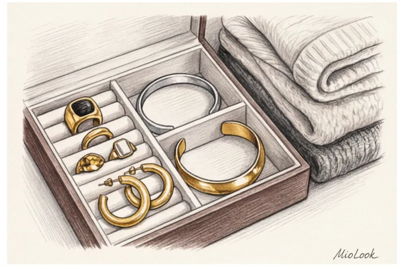 Какие украшения носить с водолазкой и объемным свитером - 7