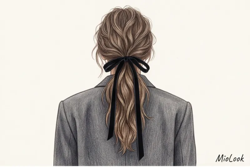 Прически с лентами и гладкие пучки: укладки в стиле романтичных эстетик - 2
