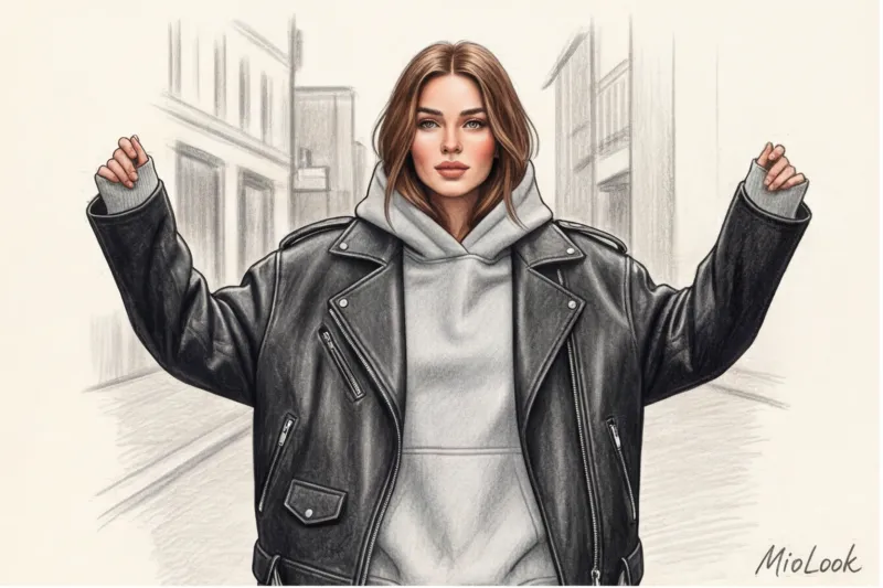 Women's biker jacket with a hoodie: how to create a stylish look