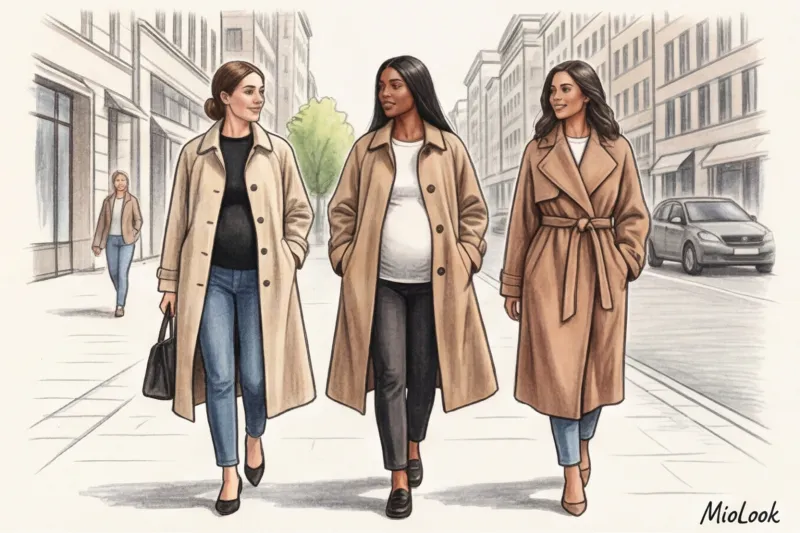 Тренчи и легкие плащи для беременных: элегантные решения - 2