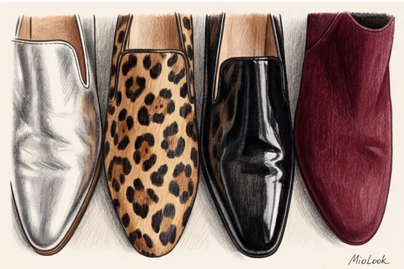Фактуры и цвета: металлик, леопард, лак и замша в обуви - 8