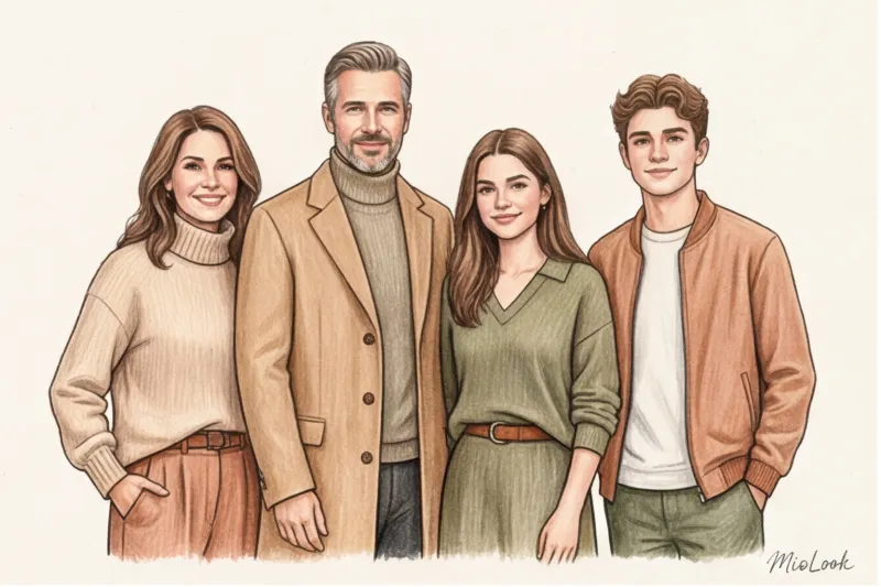 Как подобрать одежду для семьи по цветам: Family Look