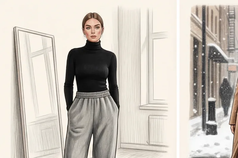 What to wear with warm sweatpants in winter: stylist tips