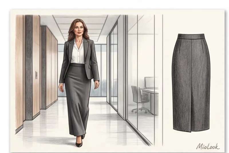 Long skirts for the office: what to wear them with according to the dress code