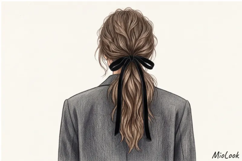 Прически с лентами и гладкие пучки: укладки в стиле романтичных эстетик - 9