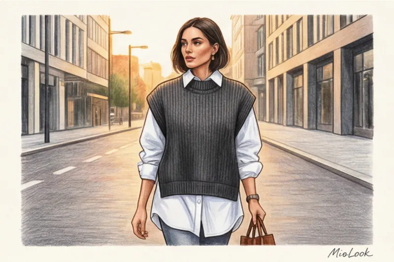 С чем носить вязаный жилет: идеи многослойных образов на каждый день - 8