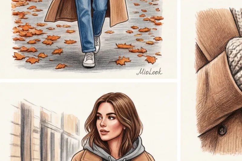 Осенний кэжуал: уютные повседневные образы с пальто, тренчами и свитером - 4