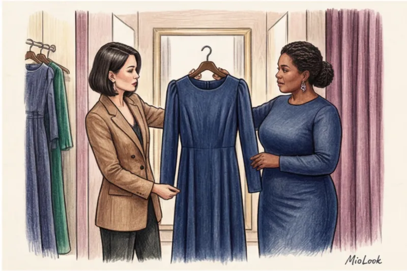 Закрытые нарядные платья для полных женщин: фасоны, которые стройнят - 6