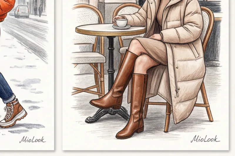 С какой обувью носить пуховик: стильные сочетания для зимы - 9