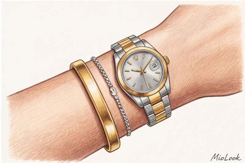 Как стильно носить часы с браслетами на одной руке - 9
