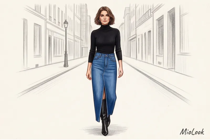 С чем носить джинсовую юбку миди и макси: топ-10 современных образов - 2