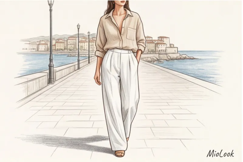 Широкие летние брюки: с чем носить палаццо и кюлоты в скромных образах - 7