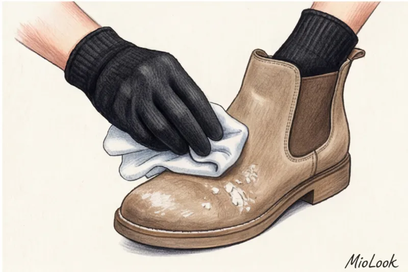 Уход за замшевой обувью зимой: как убрать белые разводы от соли - 9