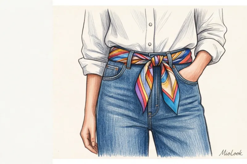 5 способов стильно носить шелковый платок в повседневных образах - 4