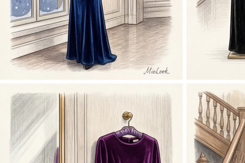 Бархатные закрытые платья: роскошный тренд для зимних торжеств - 4