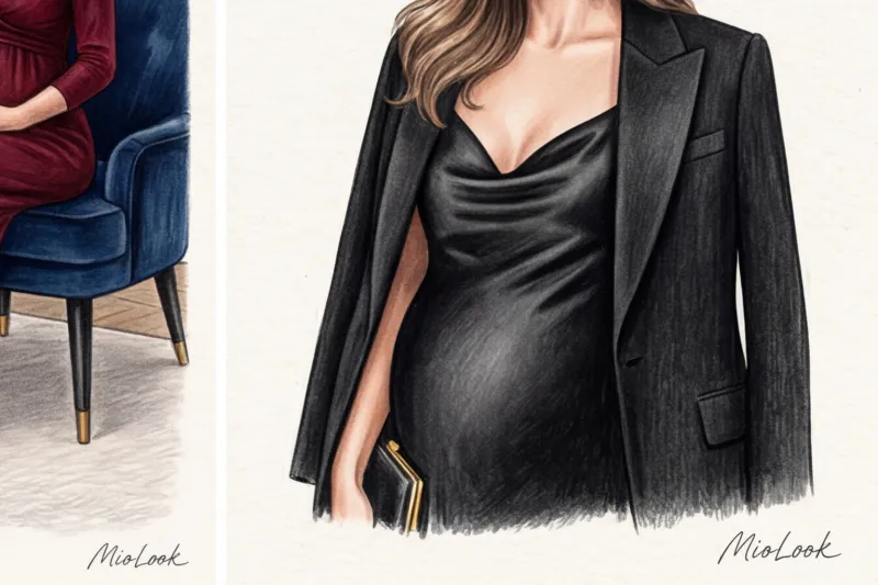 Новогодние и корпоративные наряды: блеск, бархат и комфорт для будущих мам - 9