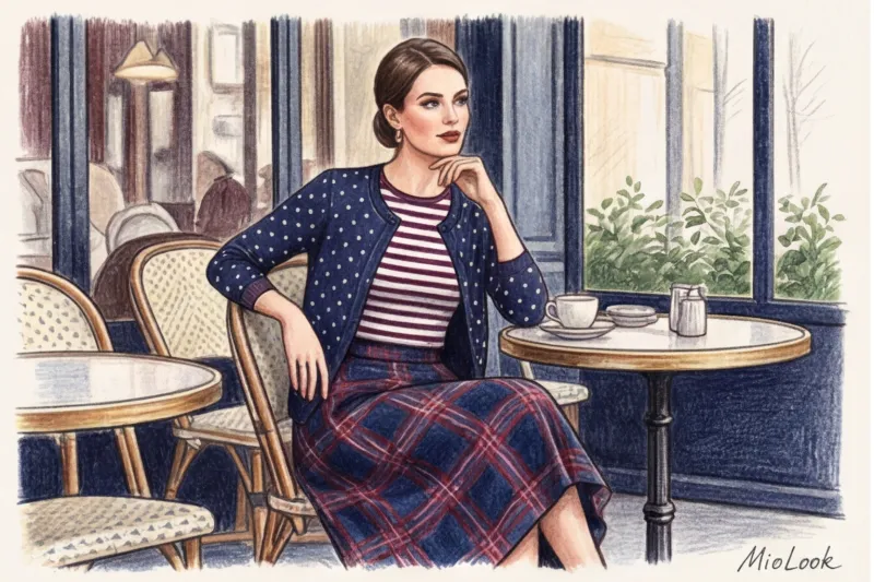 Высший пилотаж: как сочетать клетку, полоску и горох в одном образе - 4