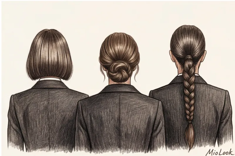 Офисный шик: женские прически под рубашку с воротником и пиджак - 9