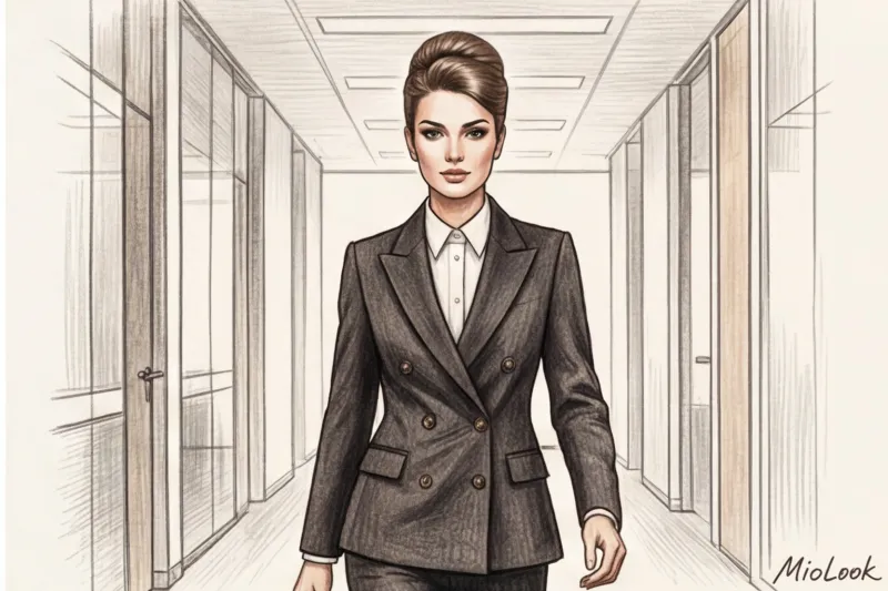 Офисный шик: женские прически под рубашку с воротником и пиджак - 6