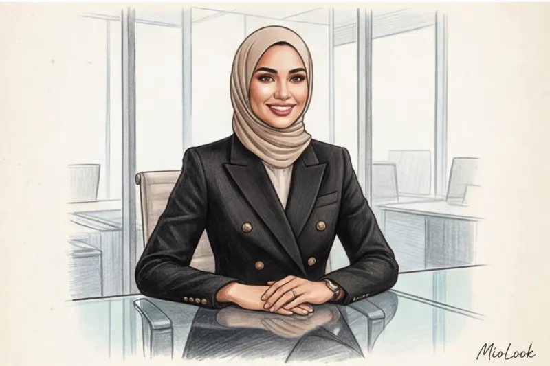 Хиджаб в корпоративной среде: как красиво и строго повязать платок в офис - 8