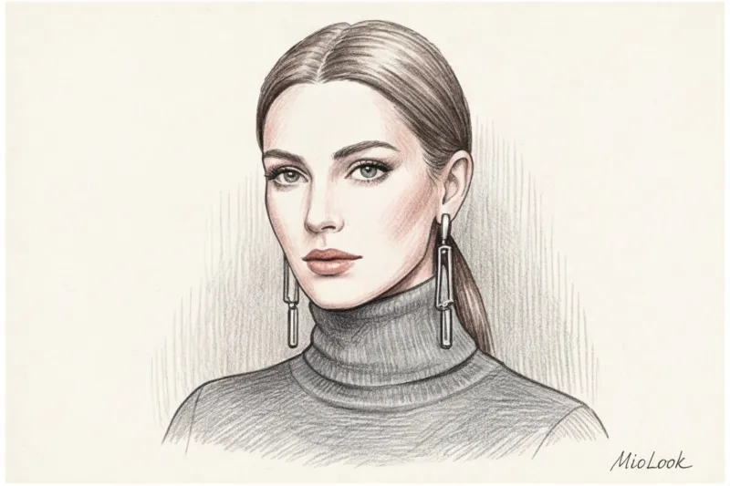 Какие украшения носить с водолазкой и объемным свитером - 5