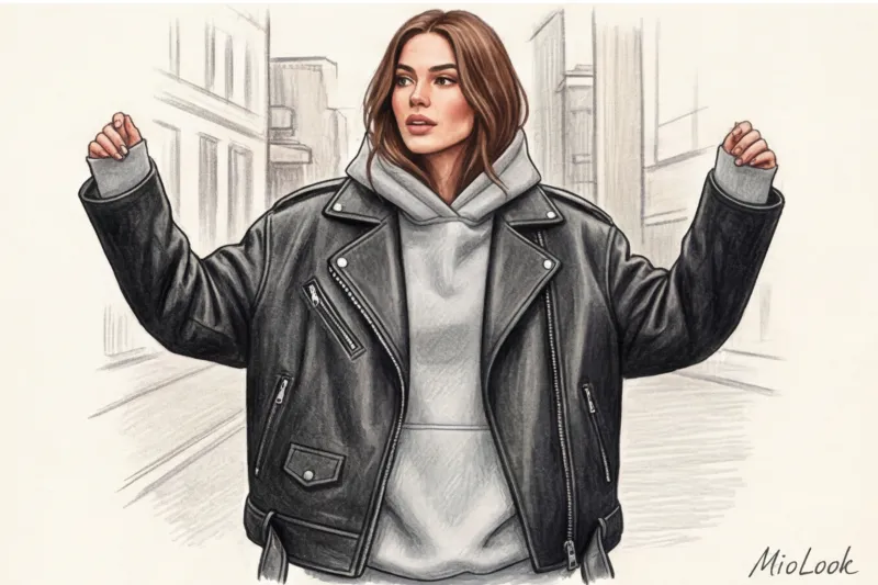 Худи с кожаной курткой: дерзкие повседневные образы - 8