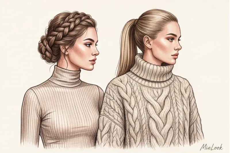 Идеальная прическа под водолазку и одежду с закрытым горлом - 4