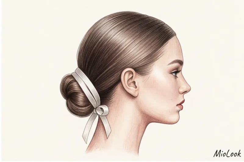 Прически с лентами и гладкие пучки: укладки в стиле романтичных эстетик - 3