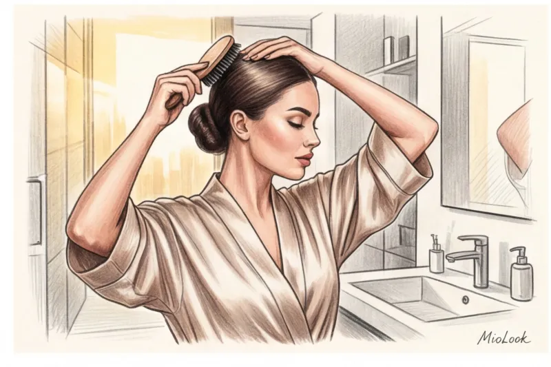 Трендовая гладкая укладка: идеальный хвост и пучок без петухов - 7