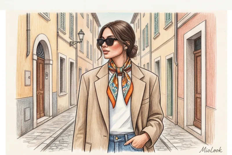 5 способов стильно носить шелковый платок в повседневных образах - 2