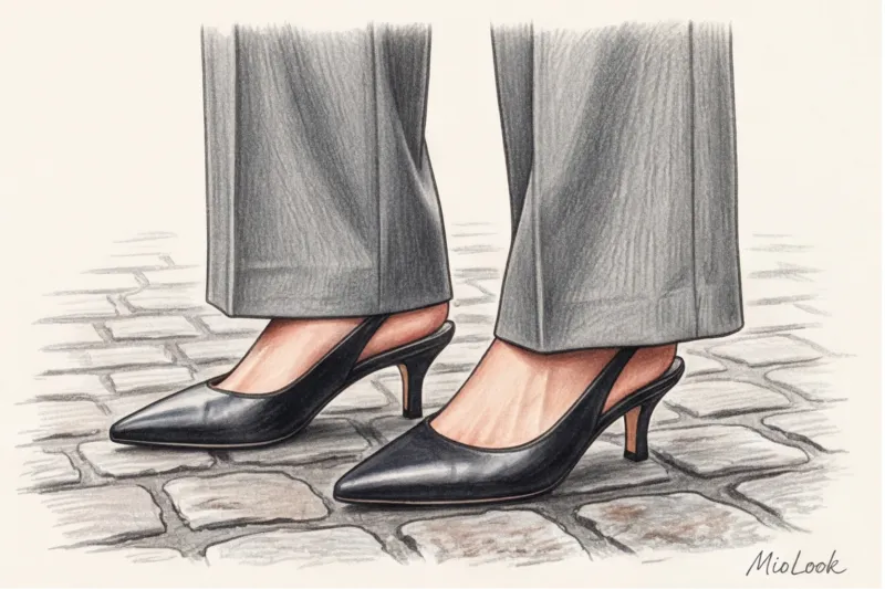 Fashionable women's shoes: slingbacks and kitten heels