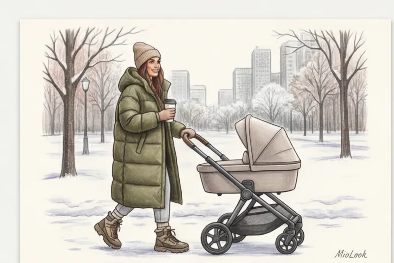 How to dress stylishly for a winter walk for an active mom