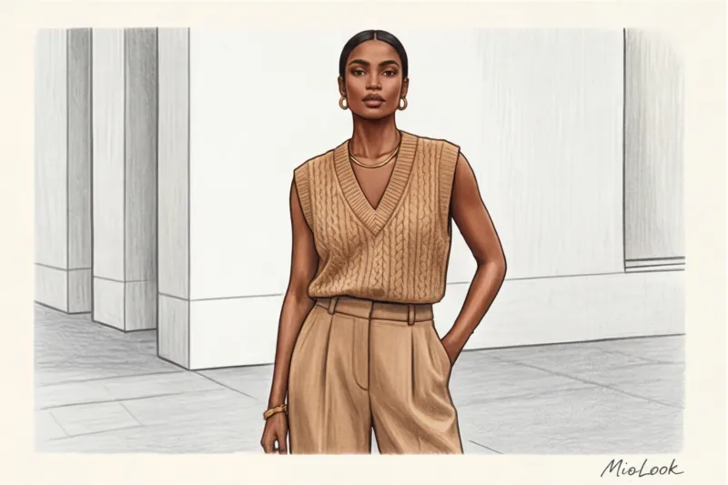 С чем носить вязаный жилет: идеи многослойных образов на каждый день - 7