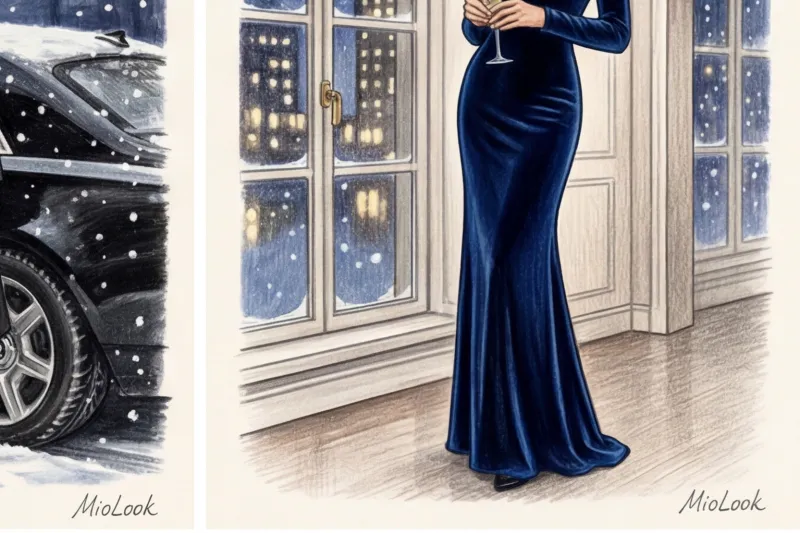 Бархатные закрытые платья: роскошный тренд для зимних торжеств - 9