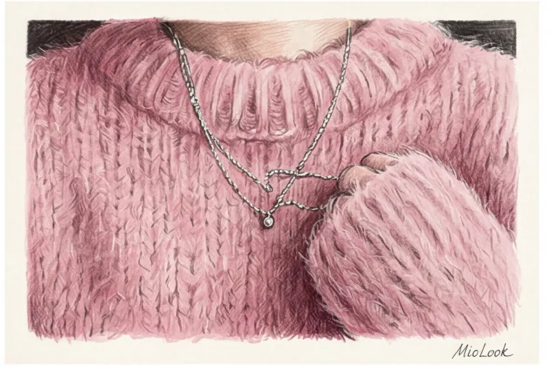 Какие украшения носить с водолазкой и объемным свитером - 6